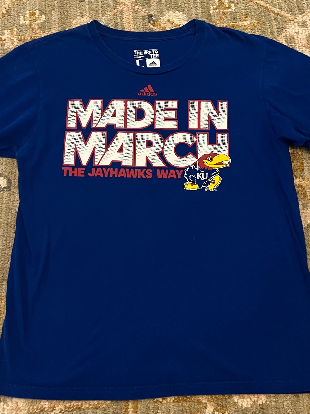 Kansas Jayhawks Adidas Made For March Shirt Men’s Size Large Color Blue